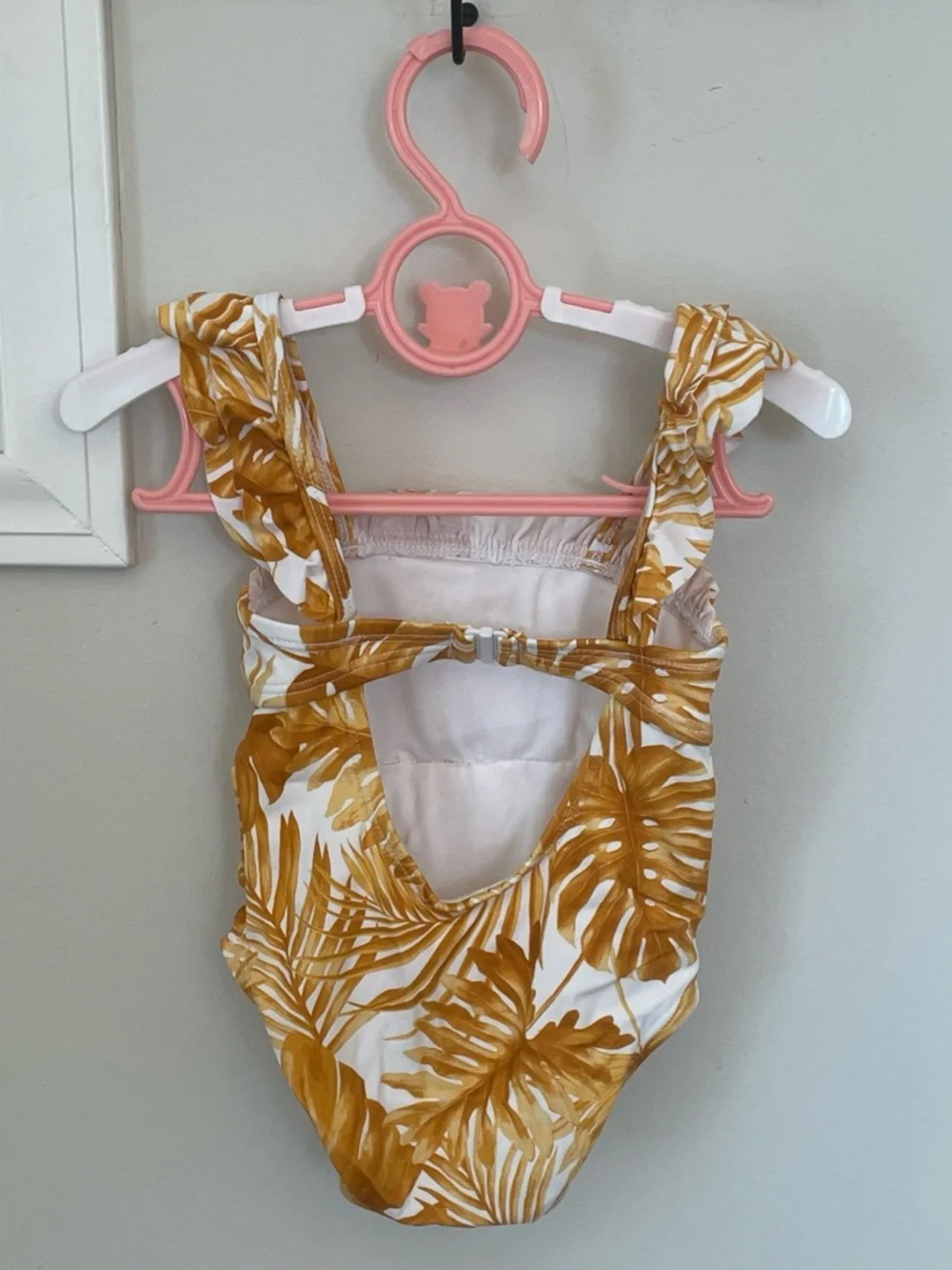 Janie And Jack Baby Girls Gold And White Palm Swimsuit Size 6 To 12 Months